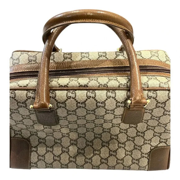 Gucci Plus Gray/Brown VINTAGE 70s Boston Shoulder Handbag Purse GUC - Picture 8 of 16
